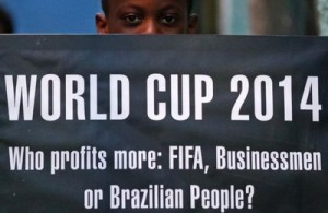 Protest against the 2014 World Cup, organised by NGO Rio de Paz at the Jacarezinho slum in Rio de Janeiro